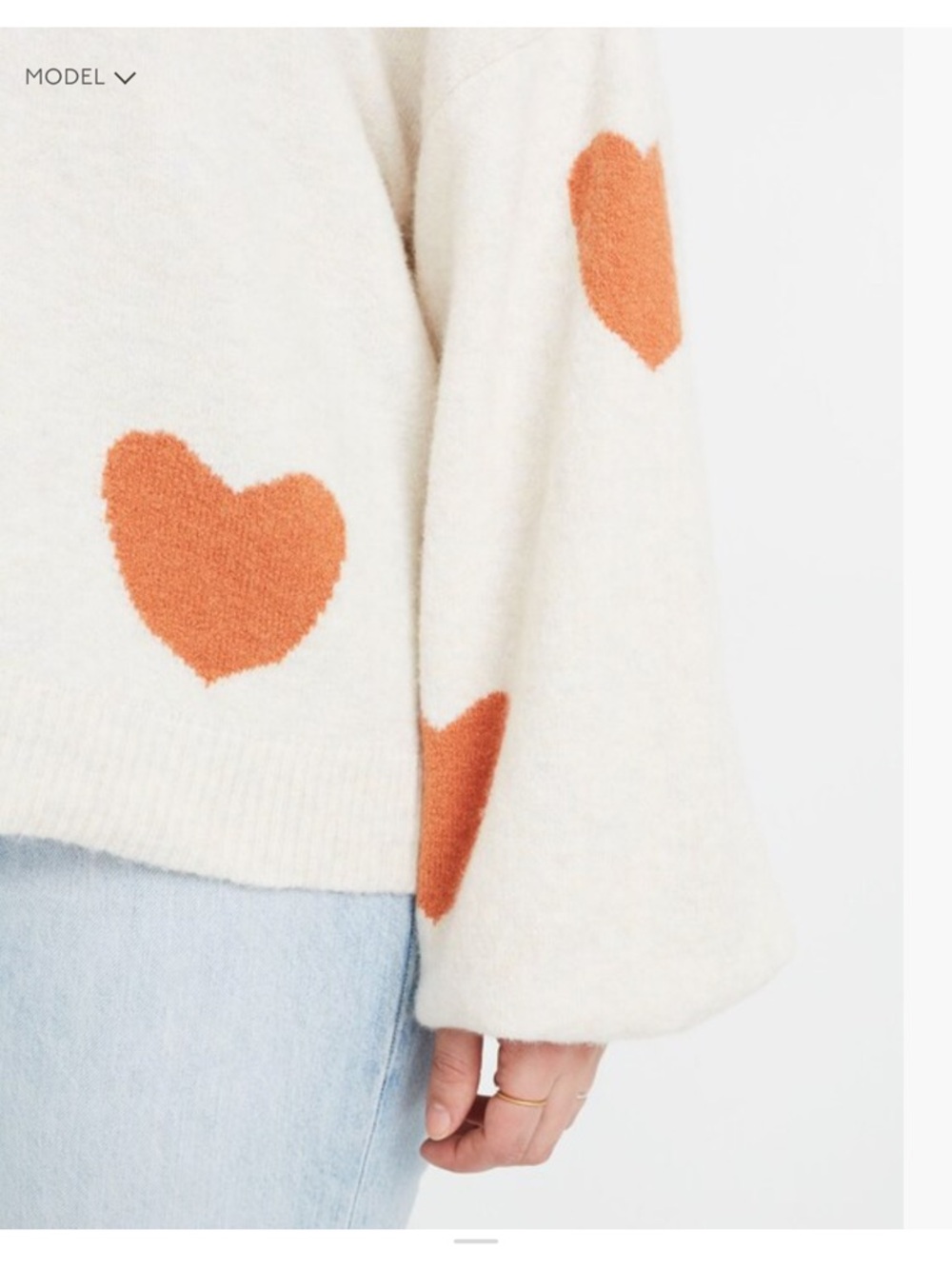 Madewell Cream Crewneck Sweater with Heart Motif - Picture 4 of 11